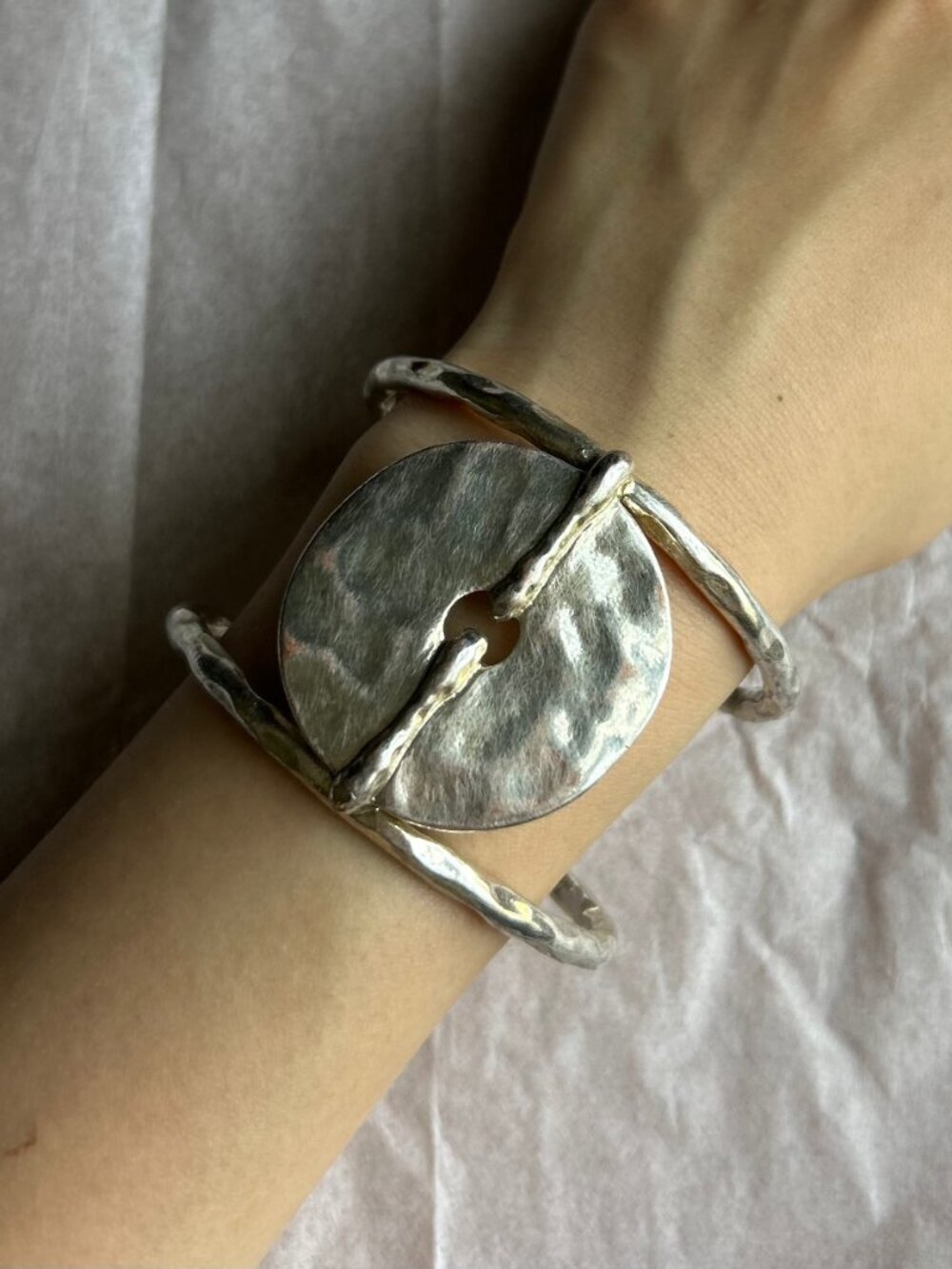 Hammered Modernist Cuff Bracelet